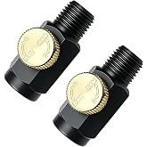 OZXNO 2 Pcs Brass In-Line Air Flow Regulator Adjustable 1/4" NPT Male &amp; Female In-Line Air Flow Valves Air Pressure Compressor Control Tool (Black)