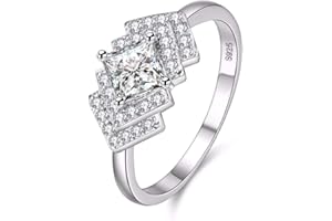 Uloveido Women's Platinum Plated Cubic Zirconia Ring, Simulated Diamond Anniversary Ring for Women WX015