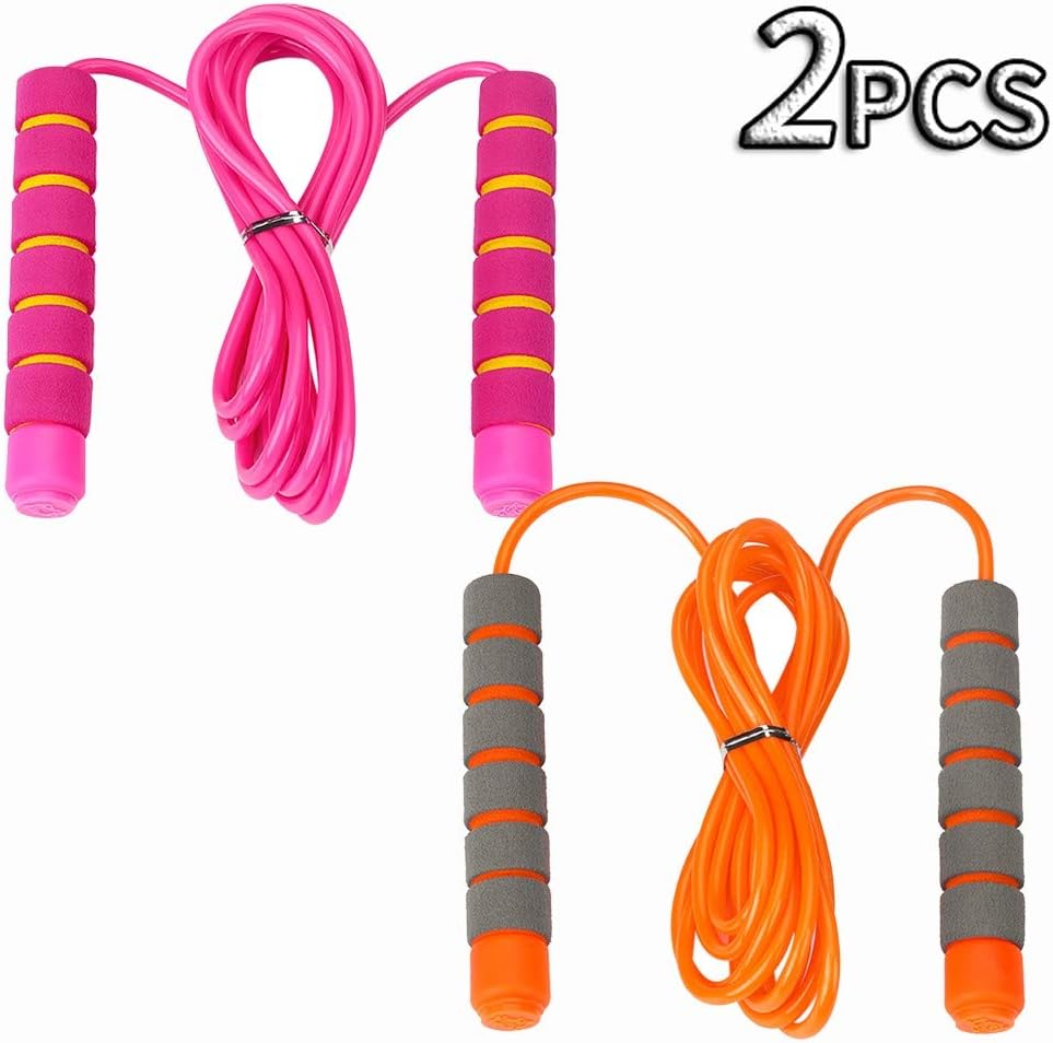 Jump Rope Kids 2 Pack Adjustable Soft Skipping Rope with Skin-Friendly Foam Handles for Kids