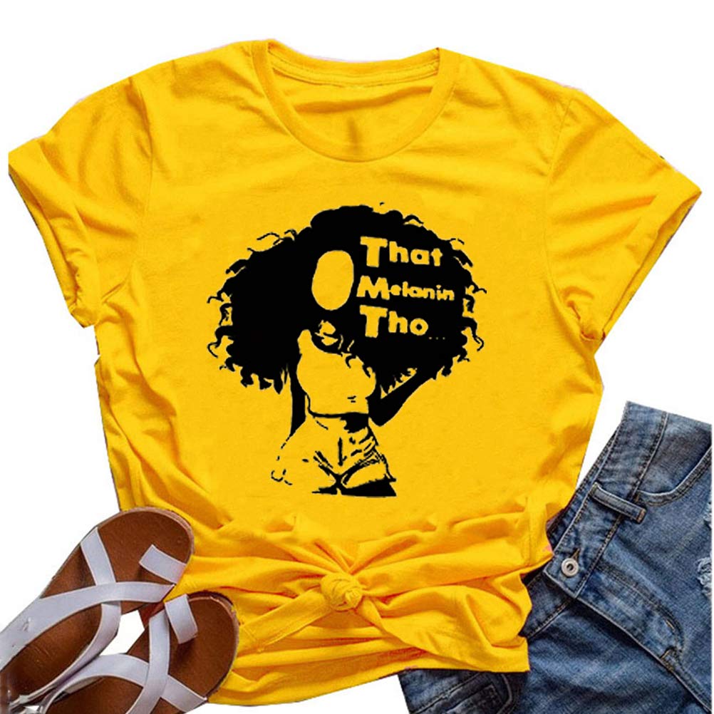 YourTops Women Melanin Graphic T-Shirt Afro Woman