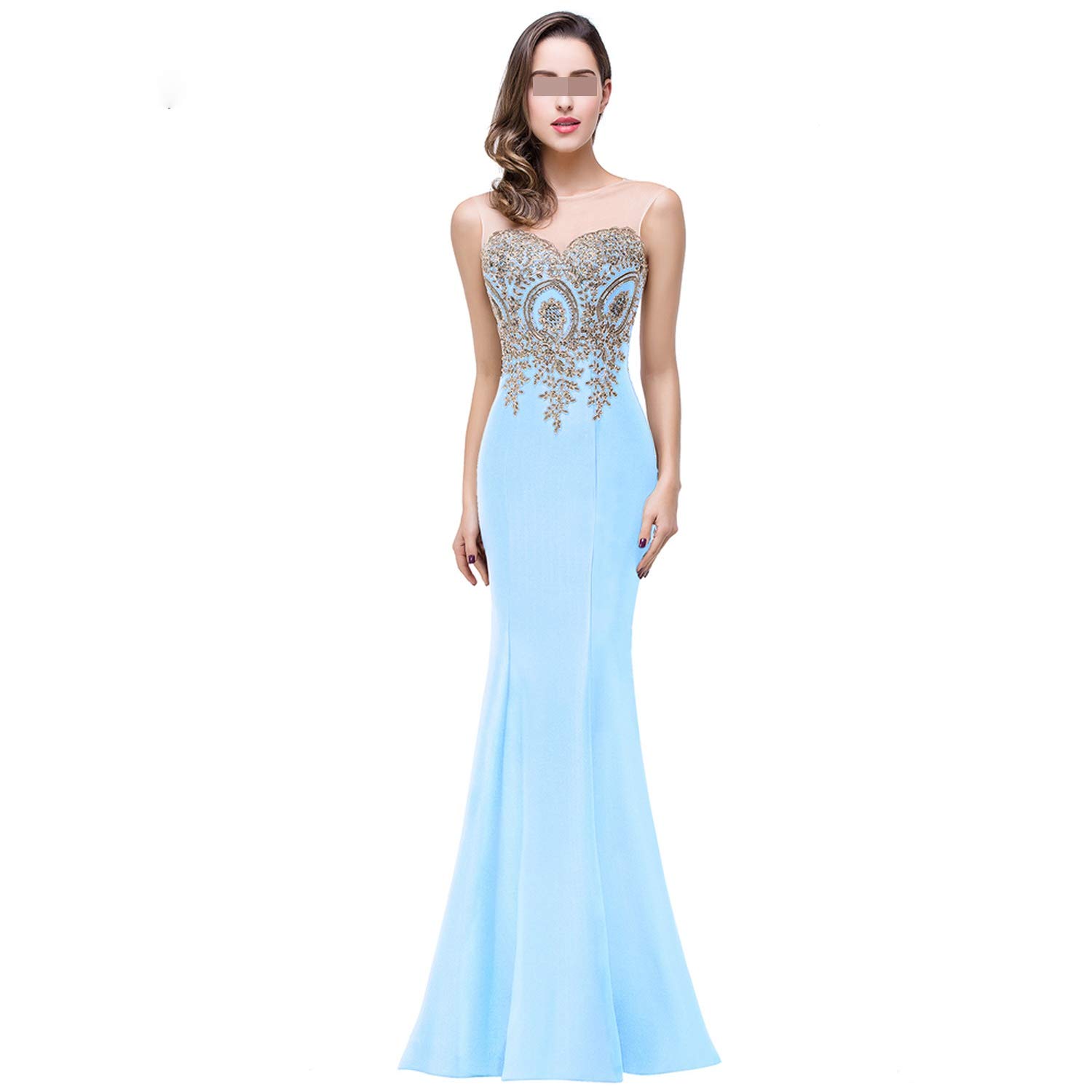 Mermaid New Royal Blue Long Evening Dress Longue Formal Party Evening Gown with Appliques,Green,10