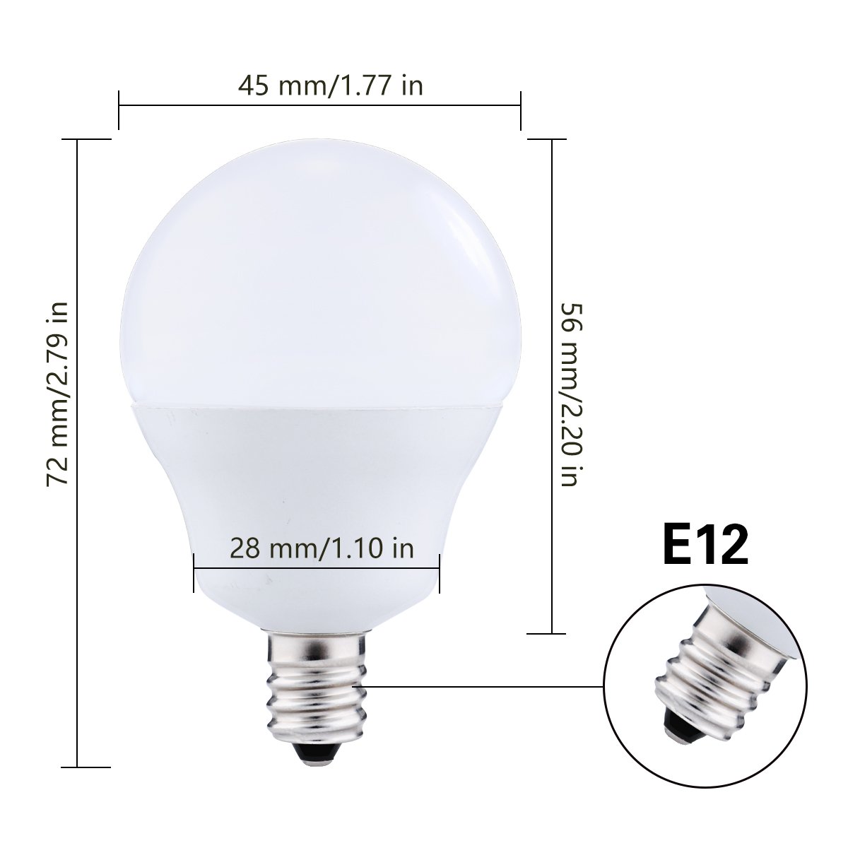 JandCase LED Globe Light Bulbs Candelabra Base, 40W Incandescent