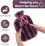 VIROSA Luxury Hot Water Bottle 2 Litre with Faux Fur Cover Violet view 4