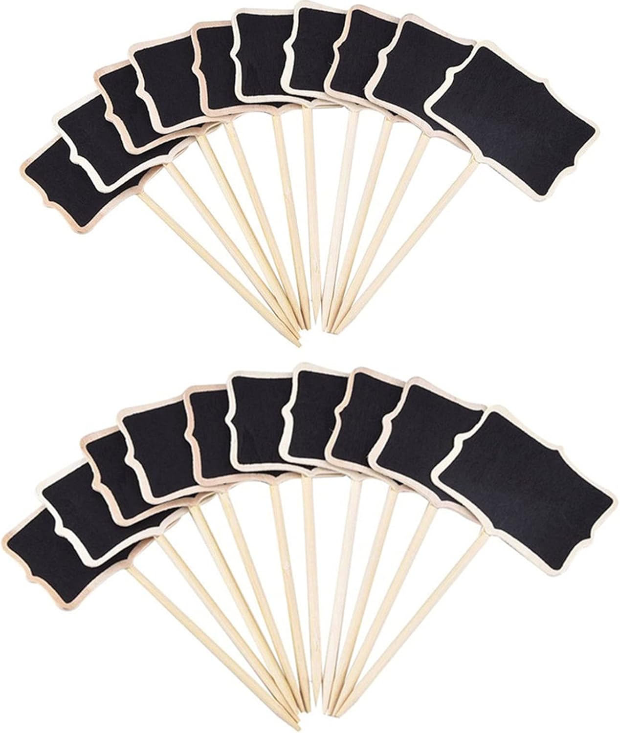 SDUSEIO 20 Pieces Mini Wooden Chalkboard Stakes Plant Labels Plant Markers Tags Nursery Home Garden Labels Planter Pot for Gardening Supplies Outdoor Vegetable Flower Signs