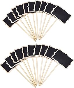 SDUSEIO 20 Pieces Mini Wooden Chalkboard Stakes Plant Labels Plant Markers Tags Nursery Home Garden Labels Planter Pot for Gardening Supplies Outdoor Vegetable Flower Signs
