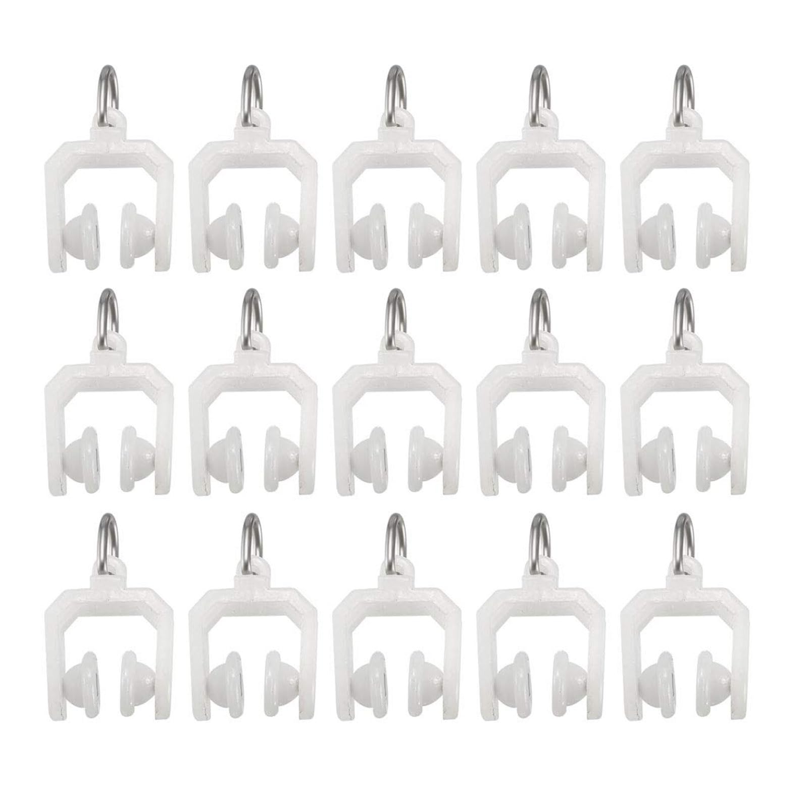 TA-VIGOR 50Pcs Plastic Twin Wheeled Curtain Rail Track Rollers, Silent Curtain Rail Gliders
