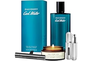 PERFUME4ALL Cool Water for Men, 4.2 oz. Cologne Bottle EDT Spray - Gift Set Pack With Lavender Soy Candle, Car Air Fresheners, and Empty Travel Perfume Atomizer