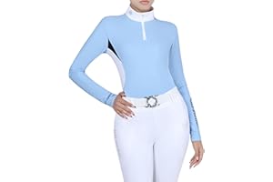 GemRebel Women's Horse Riding Shirt Long Sleeve Top Comfortable Breathable Quick-Dry Horseback Riding Shirts Equestrian Women