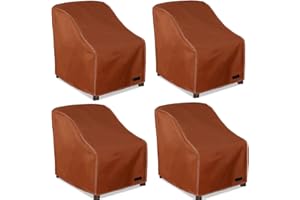 NettyPro Patio Chair Covers for Outdoor Furniture 4 Pack, Waterproof Heavy Duty Lawn Patio Furniture Cover Deep Seat Dining Chair Covers High Back, 30W x 33D x 34H inches, Brown
