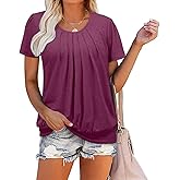 ZOLUCKY Womens Casual Short Sleeve Tunic Tops Scoop Neck T Shirts Summer Loose Fit Tunics