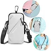 Prime Comfort Phone Holder, Small Crossbody Shoulder Holsters Bag with Arm Band, Fits iPhone and Android, Use for Running, Walking, Hiking & Biking (6.7 Inches, Grayish White)