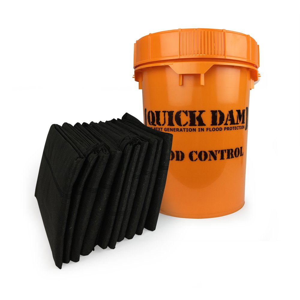 Quick Dam Grab & Go Flood Kit includes 10- 5-ft Flood Barriers in Bucket (QDGG5-10)