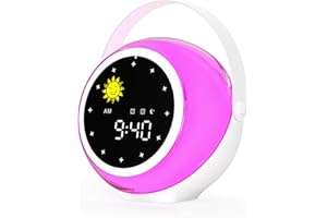 MULUKISS Kids Alarm Clock for Bedroom Decor, Ok to Wake Digital Clock for Toddler with Sunrise & Moon, Noise Sound Machine & Night Light for Girls/Boys, Children Sleep Trainer