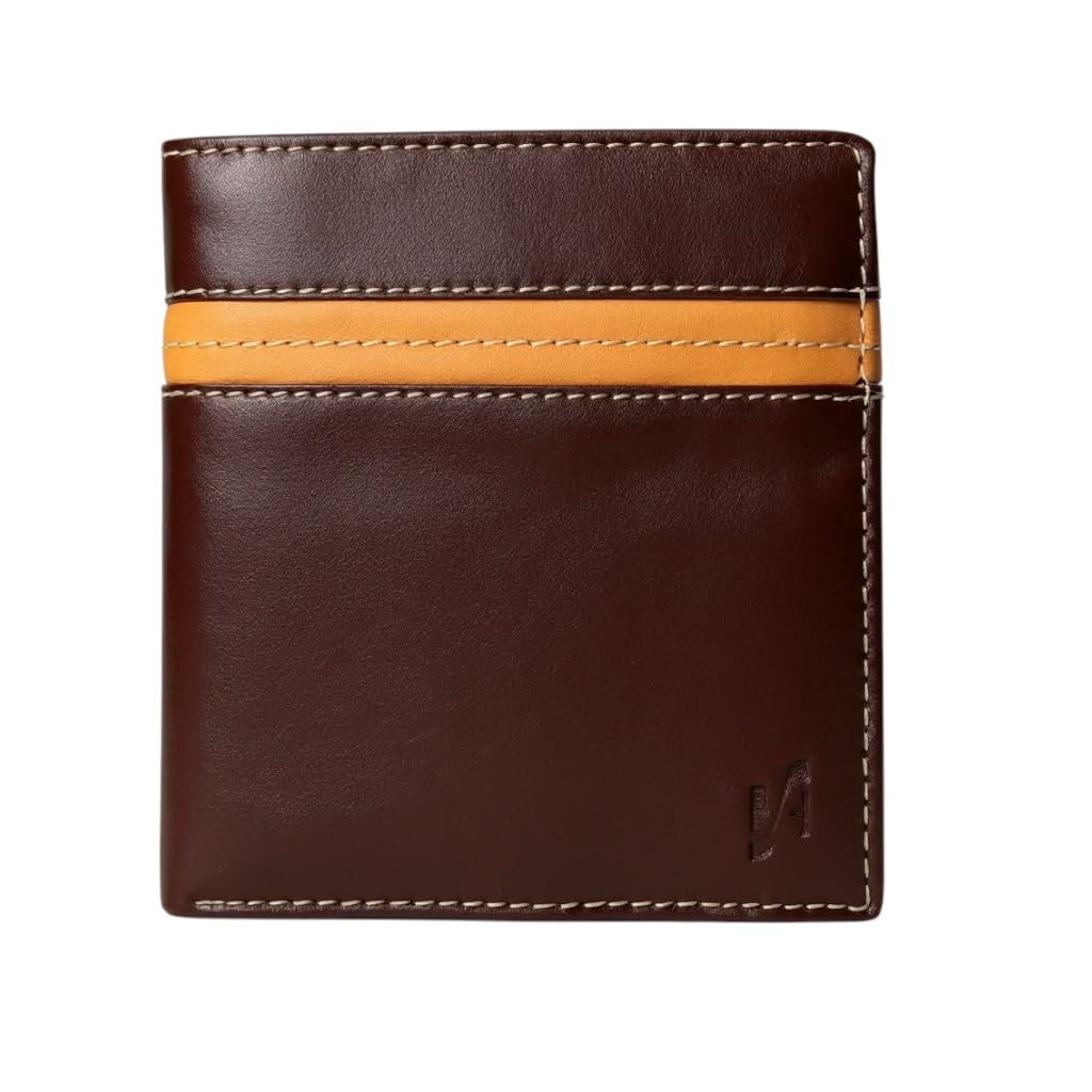 STARHIDE Men’s Genuine Leather Large Capacity Travel Cardholder Wallet, RFID Protection, Multiple Compartments, Brown/Tan 1130