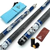 CUESOUL 57 inch 19oz 1/2 Maple Pool Cue Stick Kit- ROCK THE WORLD Stylish Pattern Cue Design in Blue Paint