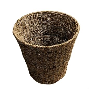 Handgemachter Gras-und Rattan-Bambusabfalleimer, Altpapier-Rückstand-Speicher-Korb-Abfallkorb (Color : Brown, Größe : B)