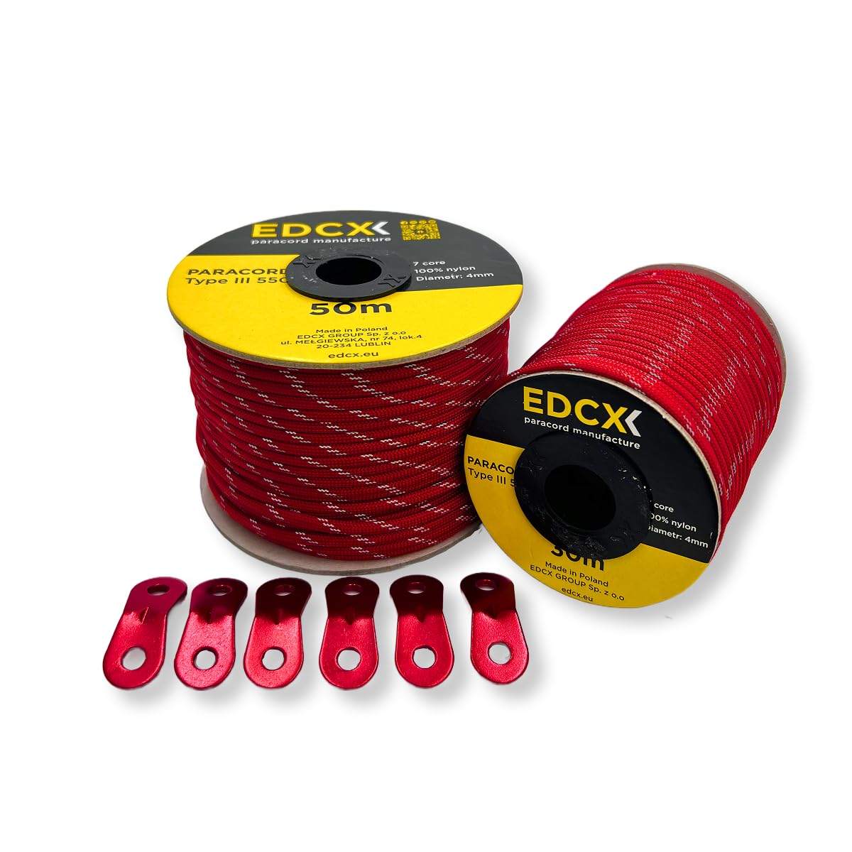 Reflective, Guy Ropes with Aluminum Alloy Tensioner, Nylon Tensioner Cord for Tent, Tarp, Camping, 4mm (30m, 50m)+Spanners