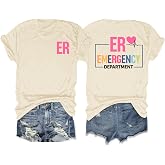 Qiopioiy Emergency Department Shirt Nurse Shirts for Women ER Graphic Tees School Nurses Week Tshirts Gifts Short Sleeve Tops