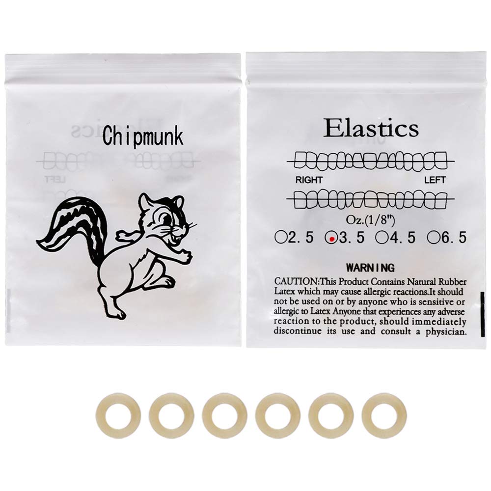 RZJZGZ 5 Packs (500 pcs) Orthodontic Elastic Bands Dental Orthodontic Elastics Latex Rubber Bands(Chipmunk 1/8")