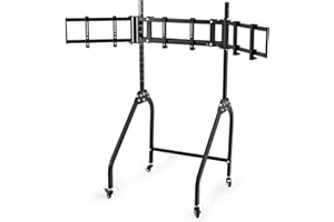 Dardoo Triple Monitor Stand with Brake Casters – Premium Adjustable Mount for Racing Simulator Cockpit, Ergonomic Height/Tilt