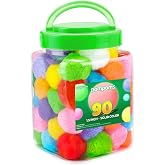 Eppingwin 90PCS Multicolor Pom Poms,1.5 Inch Soft Pompoms for Crafts, Assorted Colors Big Pom Pom for Arts & Crafts DIY Proje