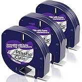 3 X 16952 Replacement for Dymo Clear Label Tape Plastic Compatible with Dymo Letratag Refills Clear for Letra Tag LT 100H 100T QX50 Label Maker with Label Maker Refills 12mm x 4m