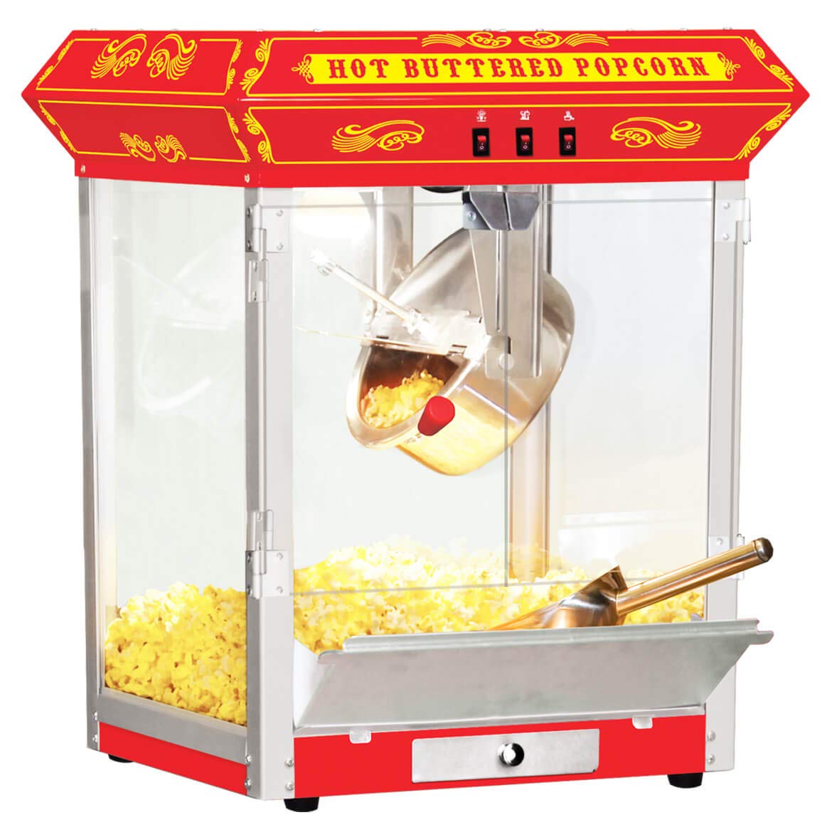 Funtime FT825CR Antique Carnival-Style 8-Ounce Tabletop Hot-Oil Popcorn Popper, Red