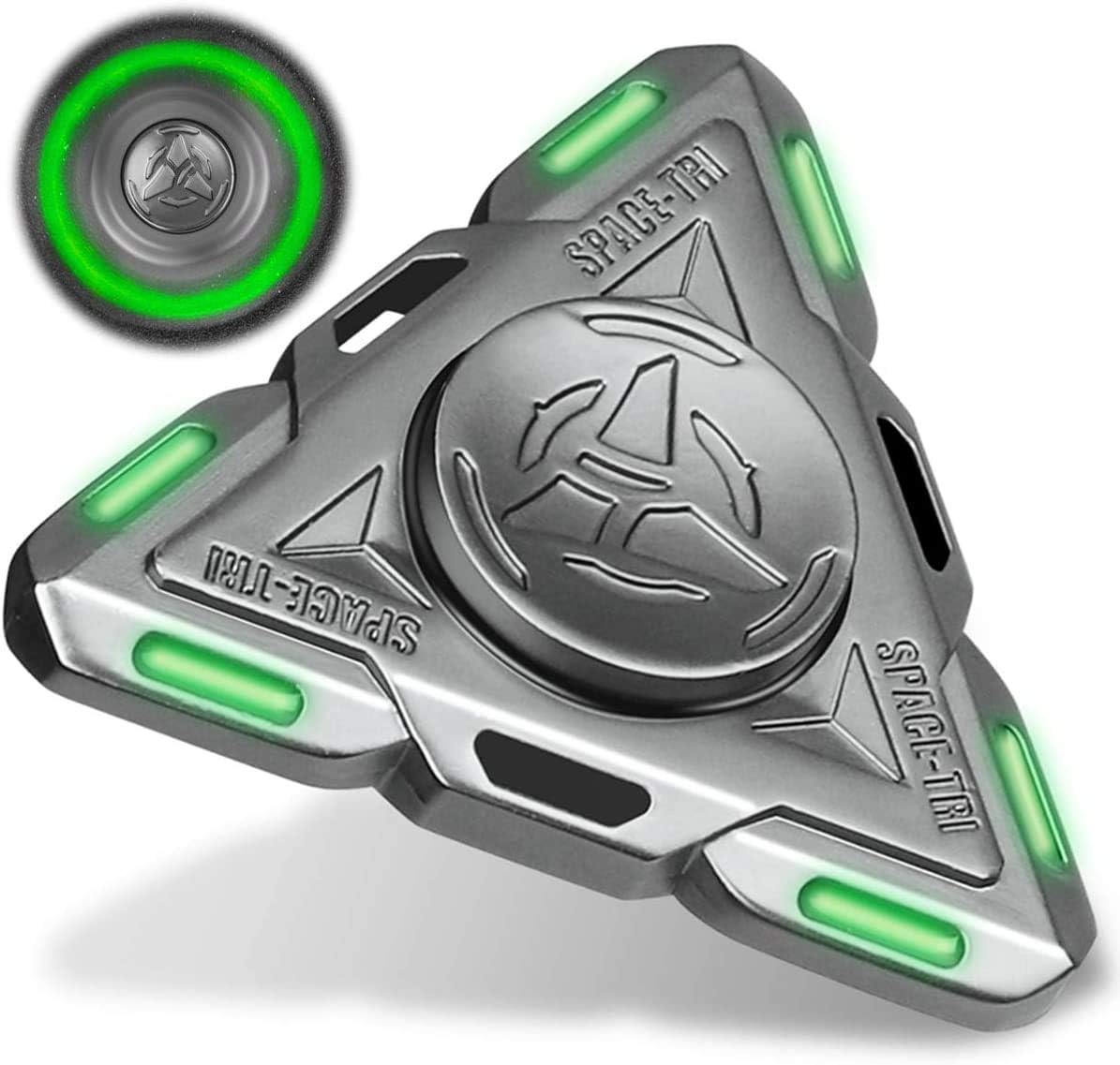 Luminous Tri Fidget Spinner UFO,Glow in The Dark Spinning Toys Sensory Gadget Finger Hand Spinner Metal