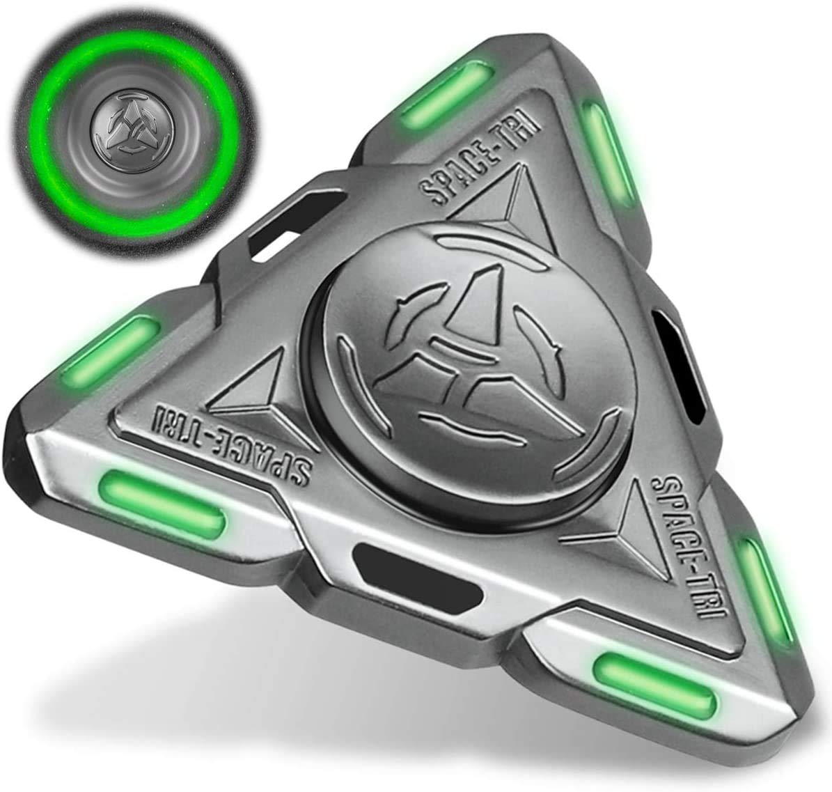 Luminous Tri Fidget Spinner UFO,Glow in The Dark Spinning Toys Sensory Gadget Finger Hand Spinner Metal, Best Gift For Anti Anxiety Stress Relief Focus Party Favors Prizes for Kids Adults