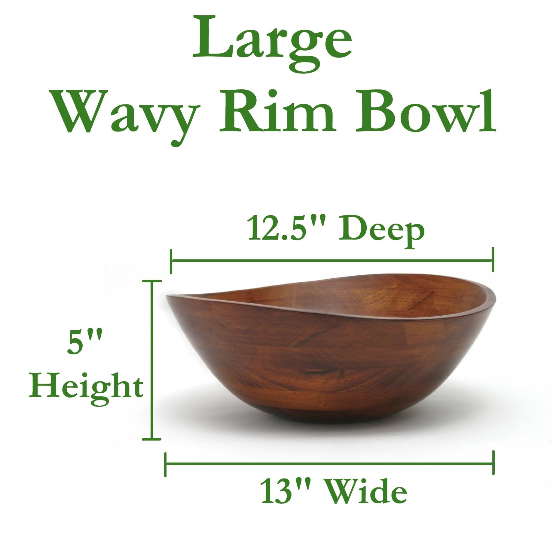 Lipper International Cherry Finished Wavy Rim Serving Bowl for Fruits or Salads, Matte, Large, 13