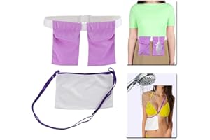 KAVIL Mastectomy Drain Holder After Tummy Tuck Surgery Recovery Drainage Pouch Adjustable Drain Belt Shower Pockets with Lanyard for Breast Augmentation & Reduction Recovery Supplies (Violet/White)