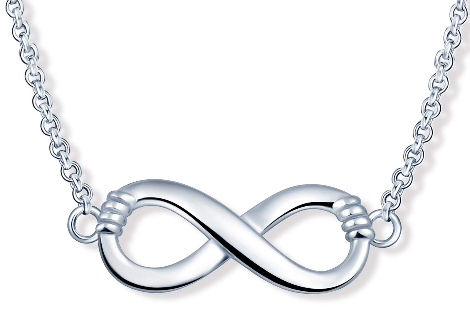 MicLee Women's girl's Necklace pendant, 925 Sterling Silver necklace, Simple infinity symbol necklace, Inlaid zircon, beautiful and shining pendant, silver