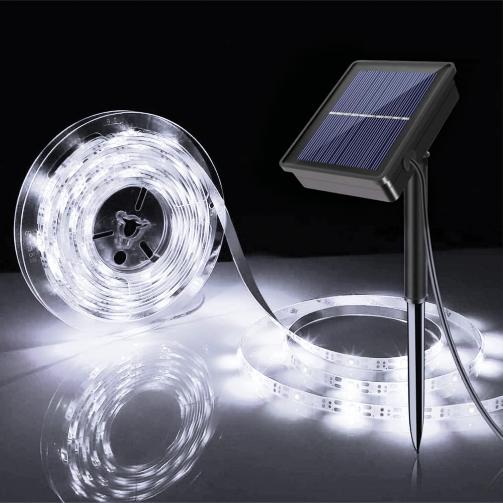 5m Solar LED Strip Lights Warm White,LED String Light Outdoor Solar Powered Flexible Waterproof Rope Lights, 30 leds/m Lights Strip for Garden Porch Christmas Pathway Home Patio Eaves Decor (4m,White)