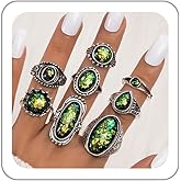 LKingel Western Ring Set for Women Bohemian Turquoise Ring Set Stacking Western Turquoise Rings Country Concerts Jewelry Costume Accessories