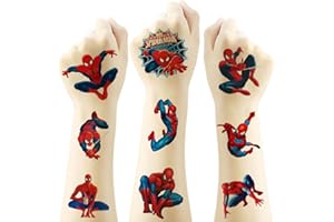 RUBANG 20pcs Spiderman Temporary Tattoos for Kids, Cool Birthday Party Favors, Cute Cartoon Decoration Sticker Gifts for Girl Boys Home Activity Class Prizes Carnival Christmas Rewards