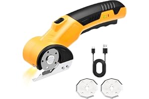 HomeBeyond High Speed Cardboard Cutter, Box Cutter Fabric Scissor with Safety Lock, LED Light & Replacement Blade, Rechargeable Cordless Electric Scissors for Cardboard, Fabric, Leather, Carpet
