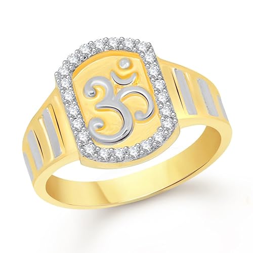 Cubic Zirconia Ring for Men (Golden) (vkfr2030g20)