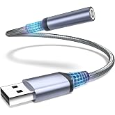 USB to Audio Jack Adapter, External Sound Card Jack Audio Adapter, USB-A to 3.5mm TRRS Female Headset for PS4/PS5/Headphone/Mac/Linux/PC Windows/Laptop/Desktops/Docking Station/iOS/Vista/(Gray)