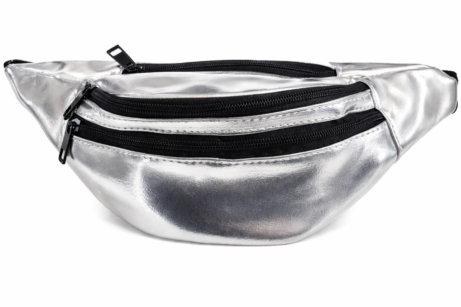 Ladies Metallic Silver Or Rose Gold Bum Bag Fanny Pack Waist Pack Festival Bag (Silver)