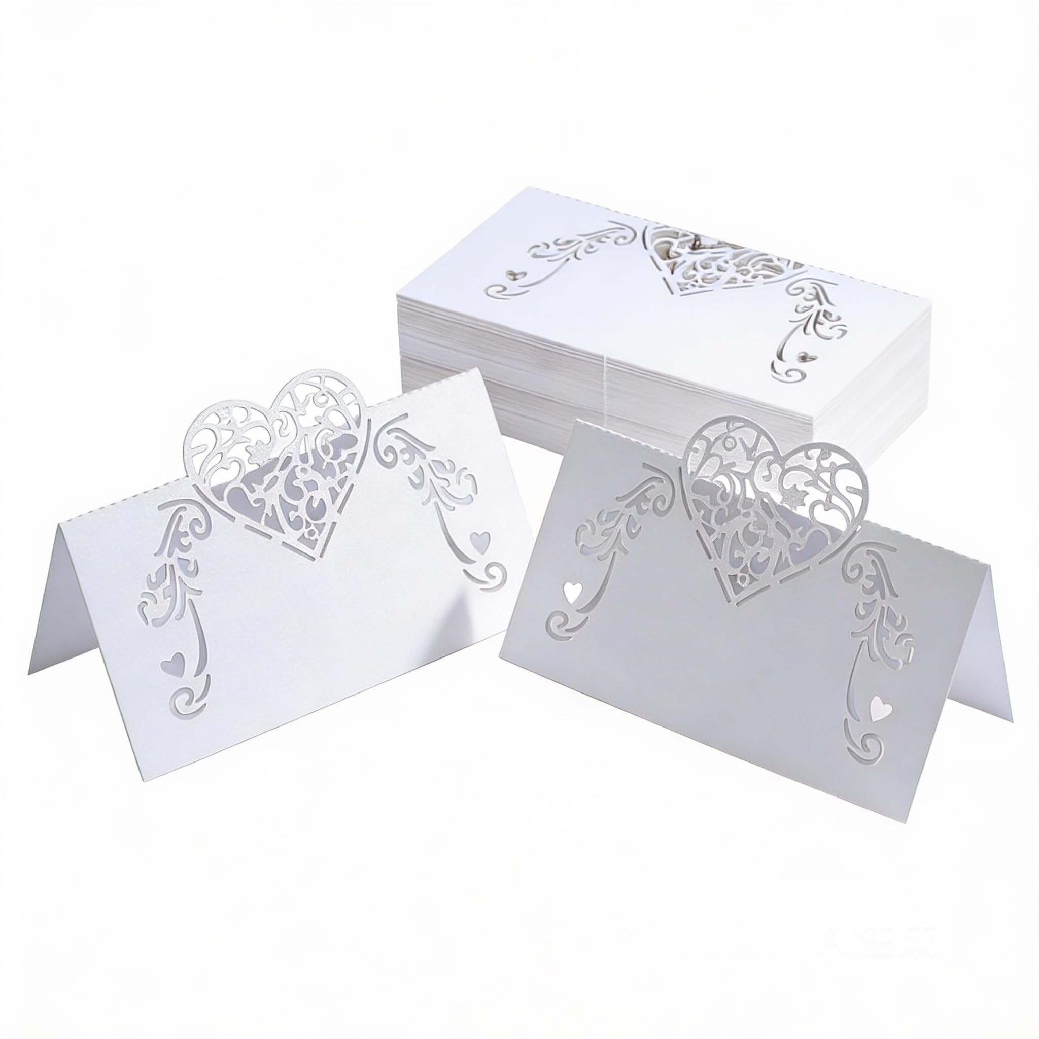 Tomaibaby Wedding Place Cards: 50PCS Cut Heart-Shaped Hollow Table Place Card - Name Cards for Table Setting Wedding Birthday Banquet Events Dinner Party Decoration