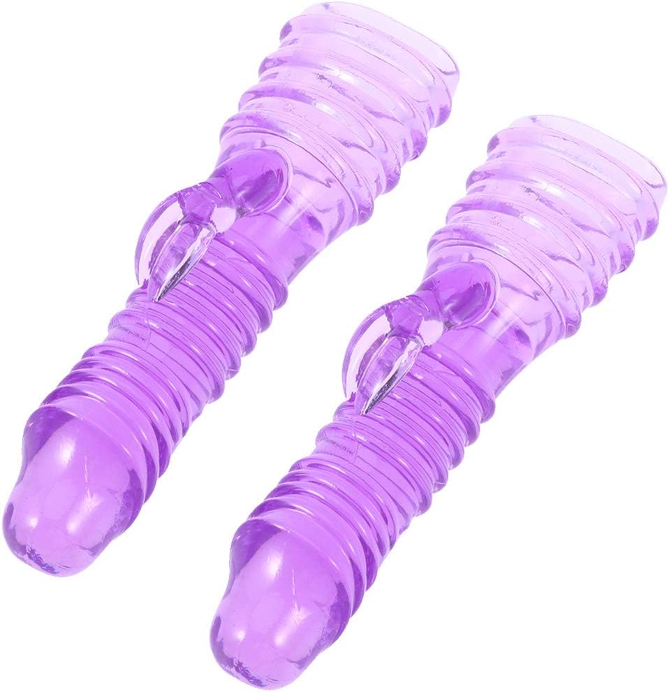 JOYOOY Finger Sleeve Vibrarter-Head Attachment Wearable G Msager Waterproof B0dy Stmulater Six Toy for CP 2 Pcs (Purple)