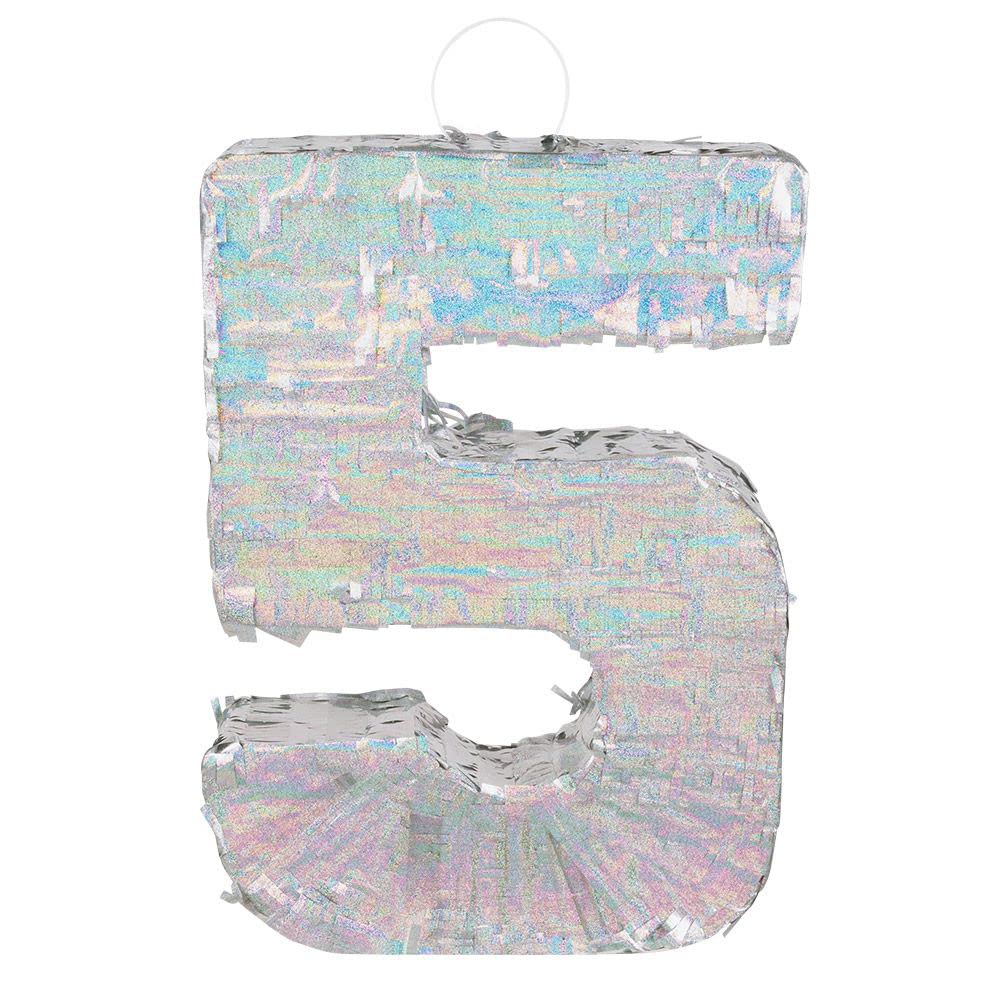 Boland - Numbers Pinata Size 40 x 28 x 8 cm Holographic Number Silver Anniversary Birthday Decoration Party Game