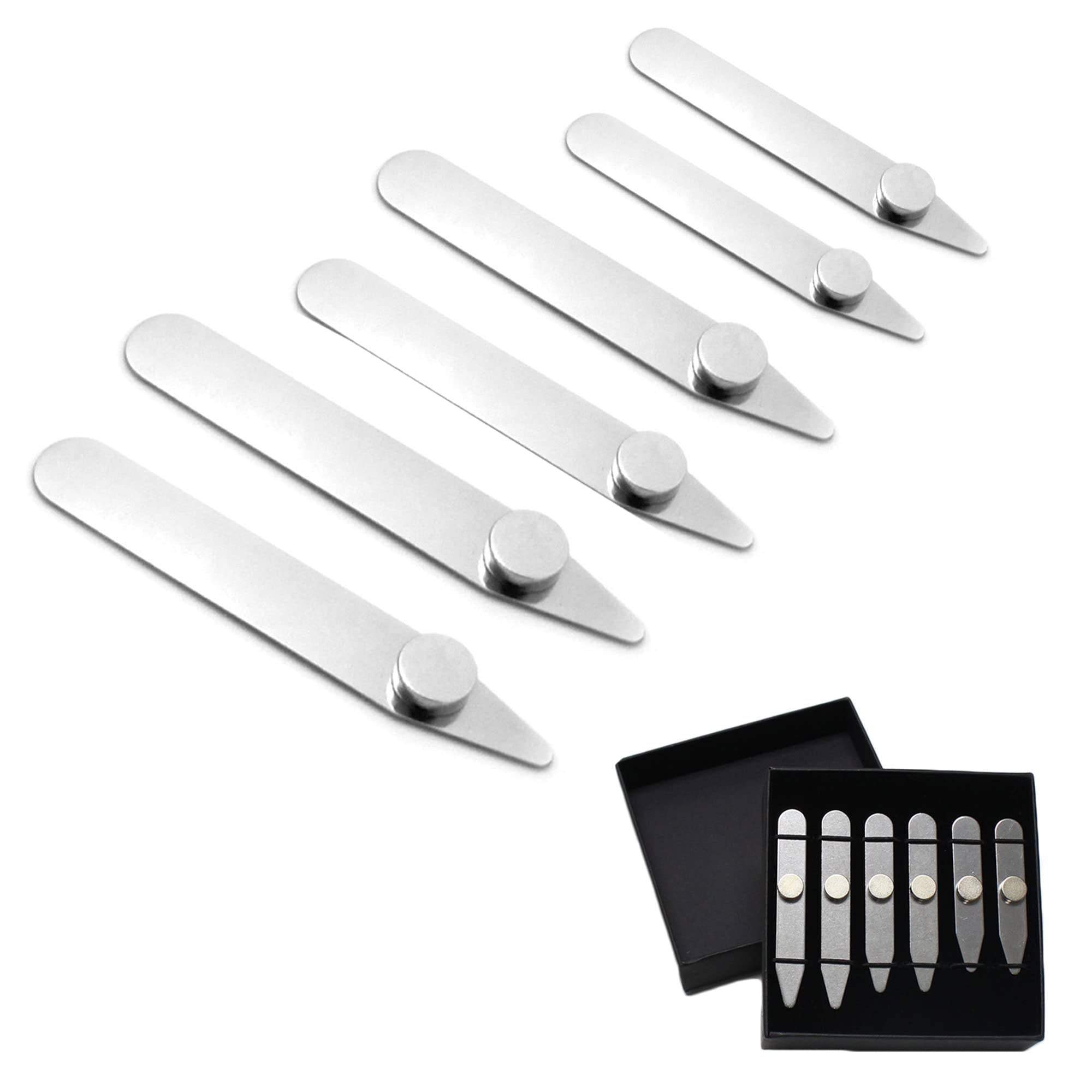 6 pieces,collar sticks,collar stays,metal shirt collar,shirt collar sticks,shirt collar corner piece,silver shirt collar holder,collar stay set