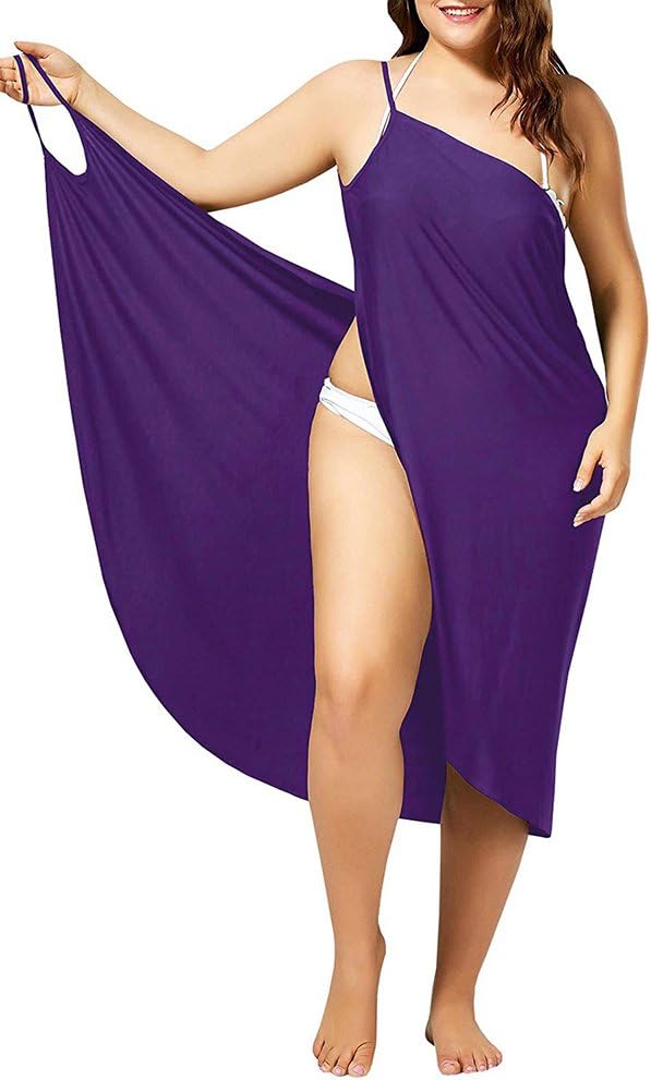 Womens Beach Bikini Cover Up Spaghetti Strap Swimwear Wrap Backless Sarong Dress