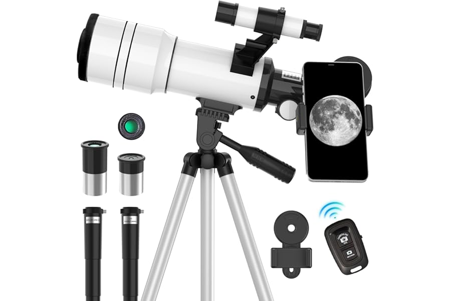 ToyerBee Telescope for Adults & Kids, 70mm Aperture Astronomical Refractor Telescopes for Astronomy Beginners (15X-150X), 300mm Portable Telescope with an Phone Adapter & A Wireless Remote