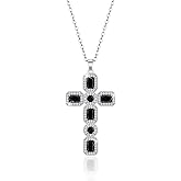 Linawe Cross Necklace for Women, Gold/Silver Jewelry Cross Charm Chain Necklaces, Moissanite Crystal Birthstone Cubic Zirconia Rhinestone Necklace, Religious Gifts