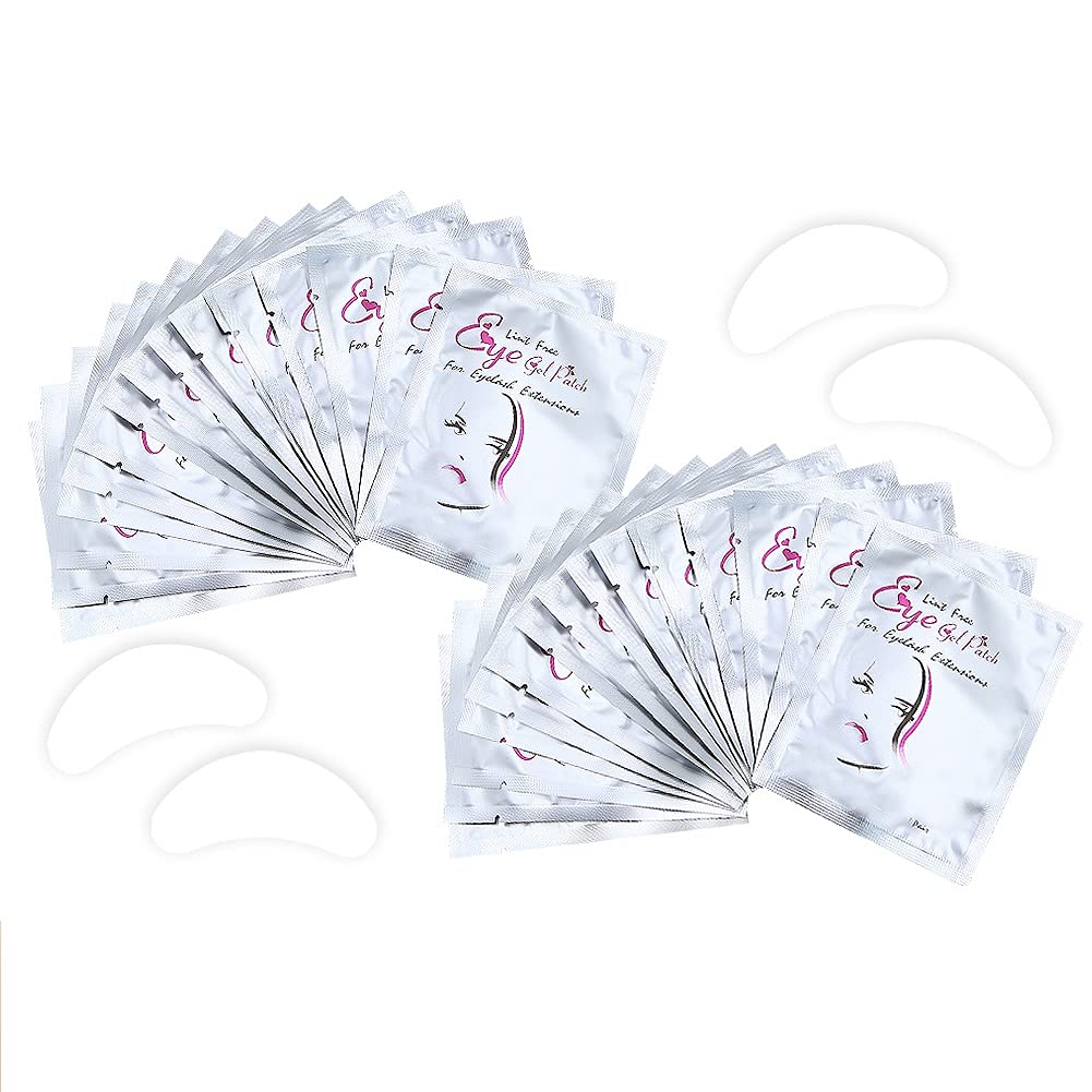 Eye Gel Pads, Lint Free Eyelash Patches, 100 Pairs Under Eye Gel Masks for Pro Salon and Individual Eyelash Extension (Silver)