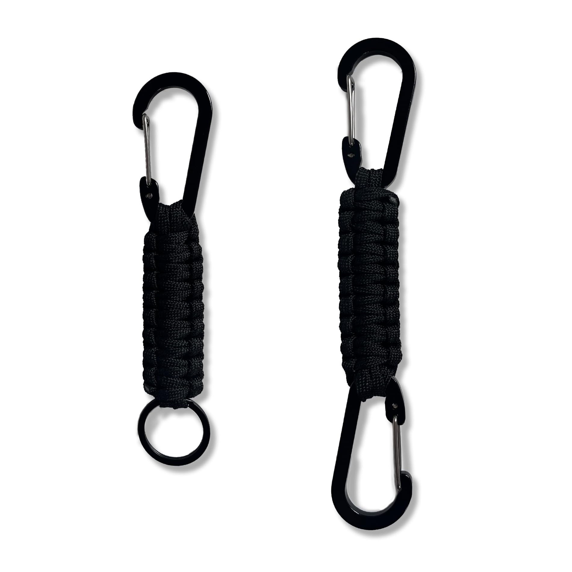 UBRAVE Paracord Keyring Braided, Paracord Keychain with Carabiner for Camping for Car Keys, Backpack, Tools, Camping, Hiking Tools, Keys,Fishing, Dog Leash, Men,Women (1PC Black Hook+1PC Black Ring)