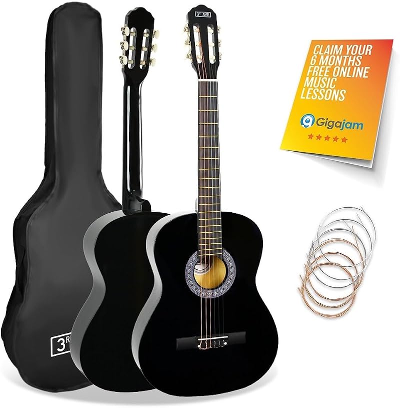 3rd Avenue 3/4 Size Classical Guitar Nylon String Beginner Bundle with 6 Months