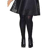 Hanes Curves Women's Plus Size Blackout Tights, Same to Waist, Sheer Toe, Moisture Wicking, Black